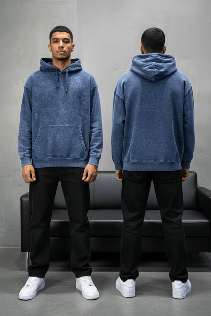 Sweat à Capuche Homme blue Effet Vintage "REALISTIC" 25k222 - ZG PREMIUM