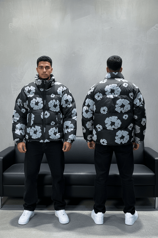 Doudoune Homme Noire Motif Floral Gris 9060 - ZG PREMIUM