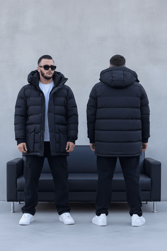 Manteau Long Homme Noir Poches Cargo 7040 - ZG PREMIUM