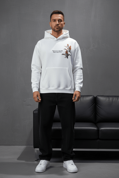Hoodie Blanc Broderie Oiseaux Oversize 4996 - ZG PREMIUM