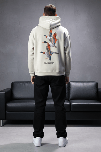Hoodie beige Broderie Oiseaux Oversize 4996 - ZG PREMIUM