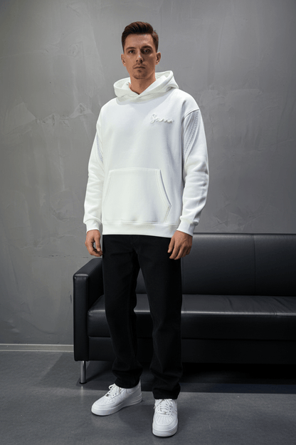 Hoodie Blanc Broderie X Argentée Sann 5002 - ZG PREMIUM