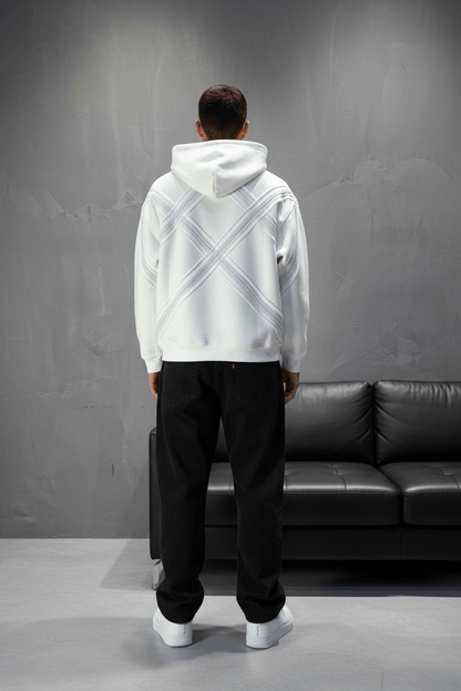 Hoodie Blanc Broderie X Argentée Sann 5002 - ZG PREMIUM