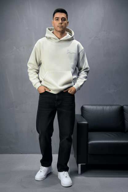 Hoodie Beige Broderie X Argentée Sann 5002 - ZG PREMIUM