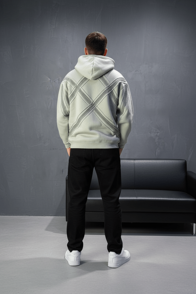 Hoodie Beige Broderie X Argentée Sann 5002 - ZG PREMIUM
