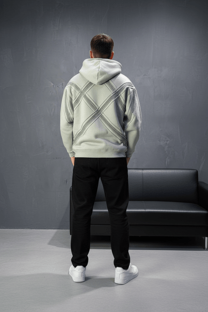 Hoodie Beige Broderie X Argentée Sann 5002 - ZG PREMIUM