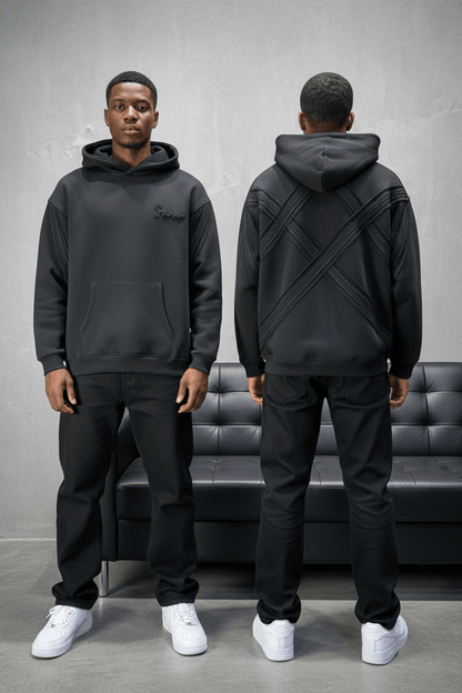 Hoodie Black Broderie X Argentée Sann 5002 - ZG PREMIUM