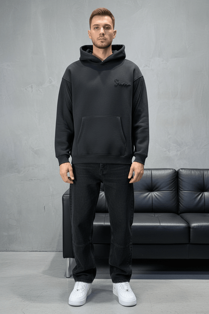 Hoodie Black Broderie X Argentée Sann 5002 - ZG PREMIUM