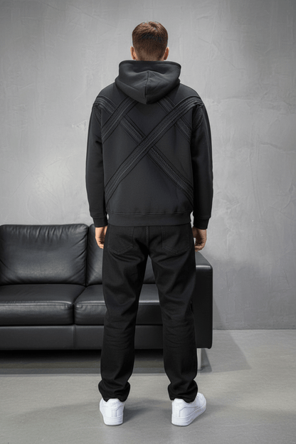 Hoodie Black Broderie X Argentée Sann 5002 - ZG PREMIUM