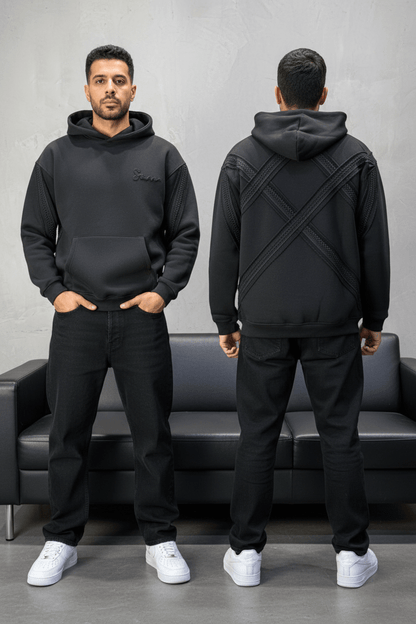 Hoodie Black Broderie X Argentée Sann 5002 - ZG PREMIUM