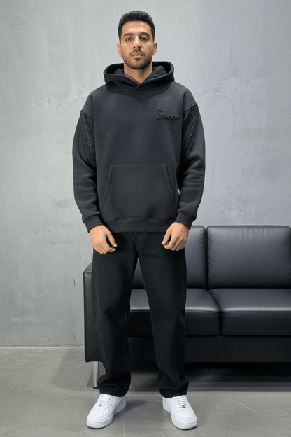 Hoodie Black Broderie X Argentée Sann 5002 - ZG PREMIUM