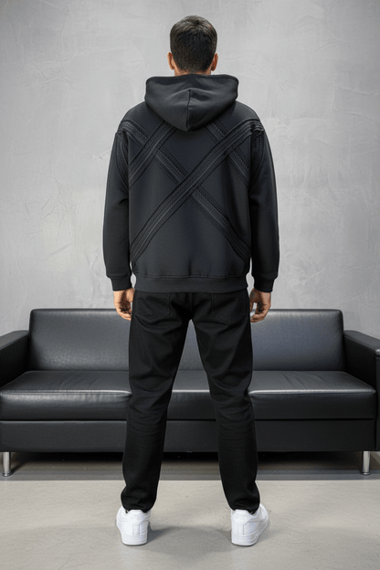 Hoodie Black Broderie X Argentée Sann 5002 - ZG PREMIUM