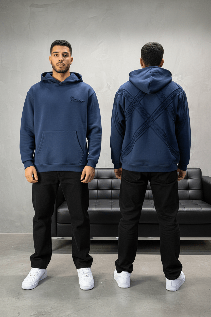 Hoodie Blue Broderie X Argentée Sann 5002 - ZG PREMIUM