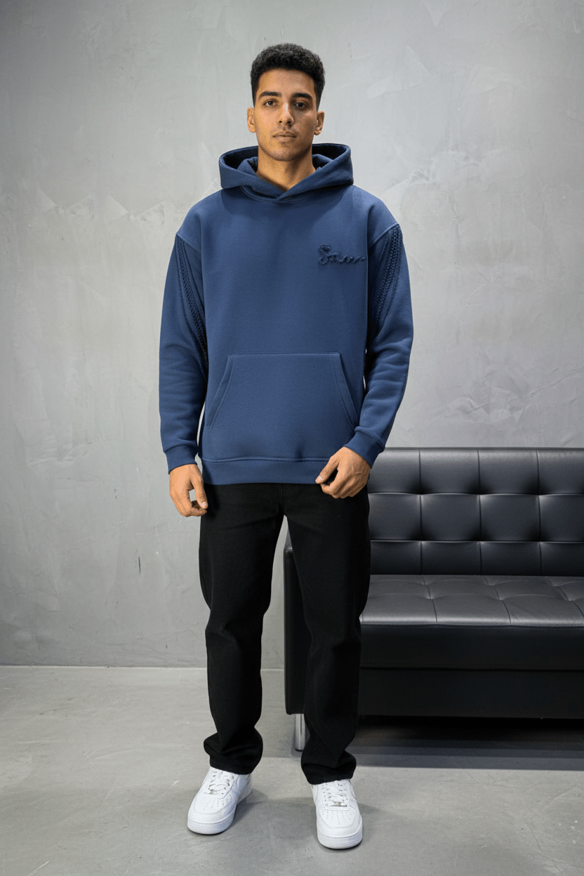 Hoodie Blue Broderie X Argentée Sann 5002 - ZG PREMIUM