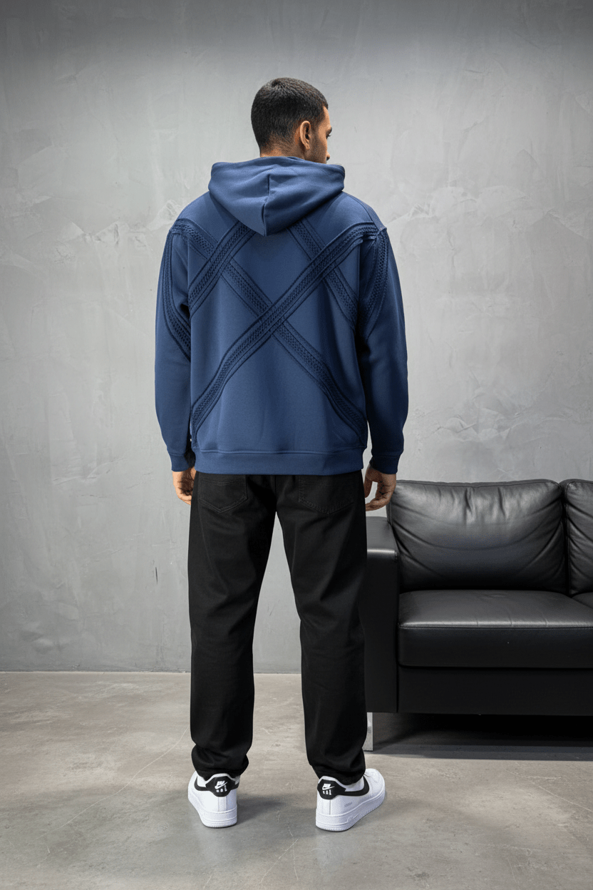 Hoodie Blue Broderie X Argentée Sann 5002 - ZG PREMIUM