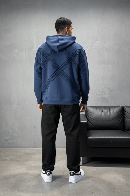Hoodie Blue Broderie X Argentée Sann 5002 - ZG PREMIUM