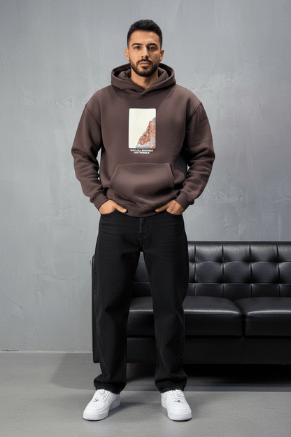 Hoodie Marron Imprimé Visage Artistique 4959 - ZG PREMIUM