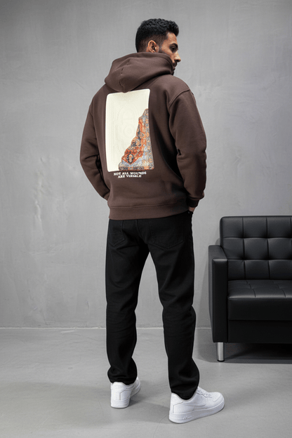 Hoodie Marron Imprimé Visage Artistique 4959 - ZG PREMIUM