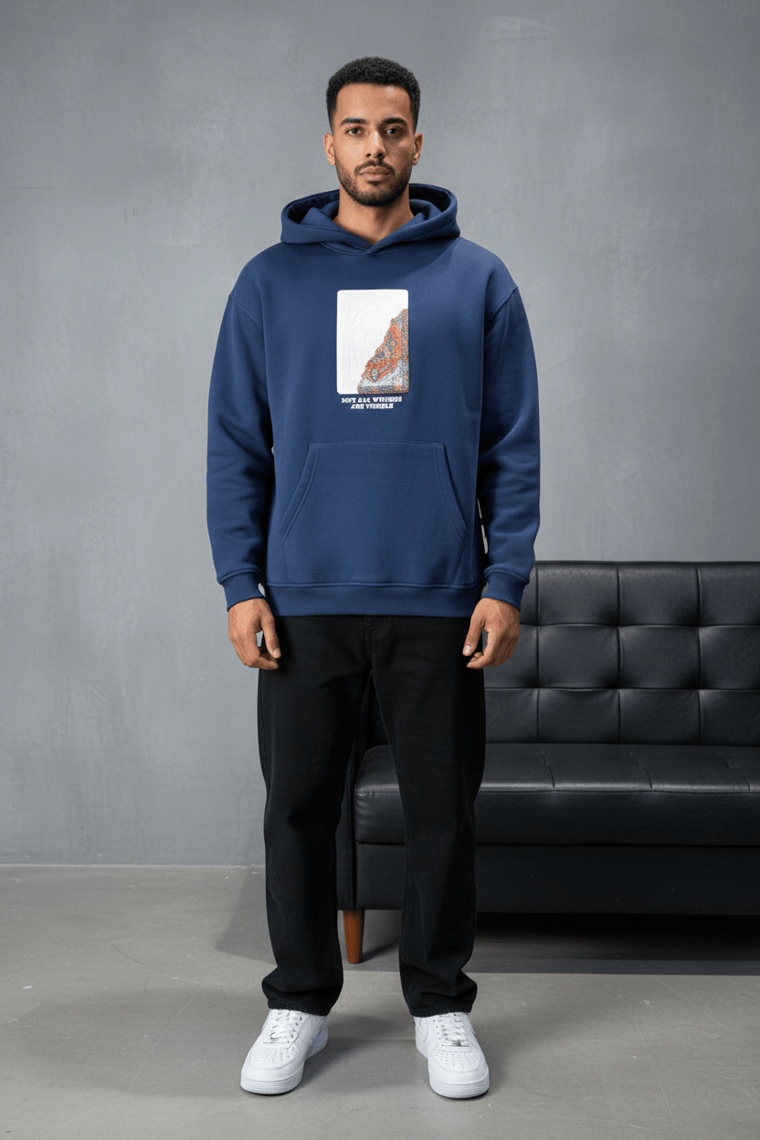 Hoodie blue Imprimé Visage Artistique 4959 - ZG PREMIUM