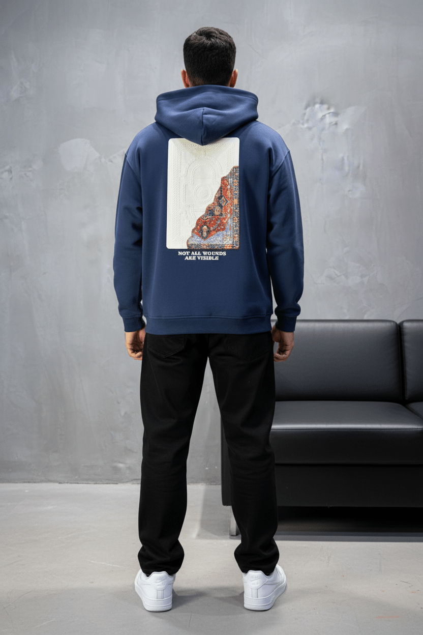 Hoodie blue Imprimé Visage Artistique 4959 - ZG PREMIUM
