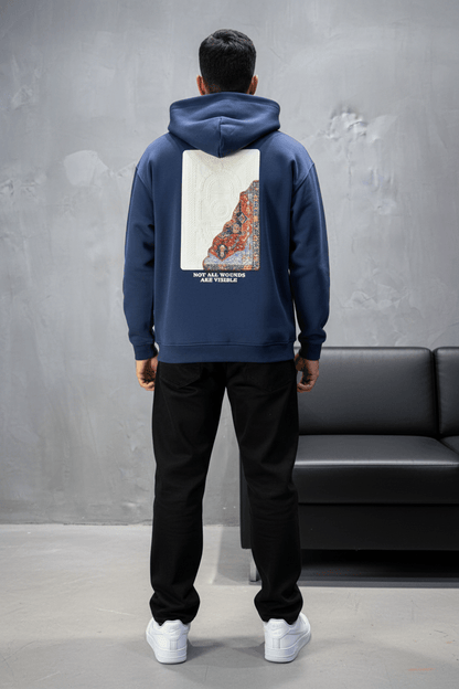 Hoodie blue Imprimé Visage Artistique 4959 - ZG PREMIUM
