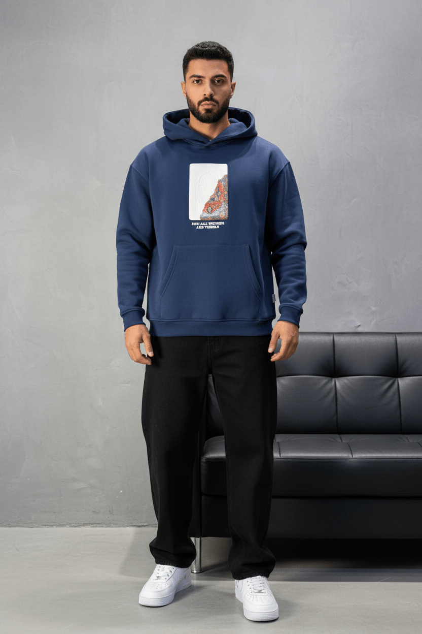 Hoodie blue Imprimé Visage Artistique 4959 - ZG PREMIUM