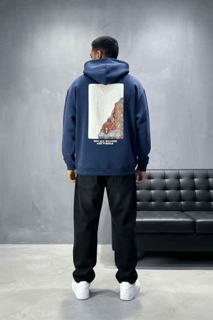 Hoodie blue Imprimé Visage Artistique 4959 - ZG PREMIUM