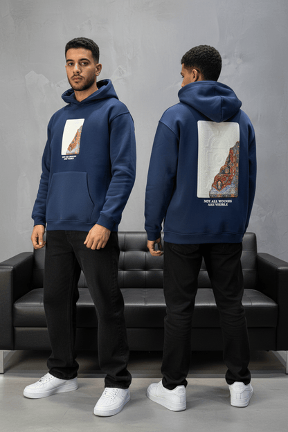 Hoodie blue Imprimé Visage Artistique 4959 - ZG PREMIUM