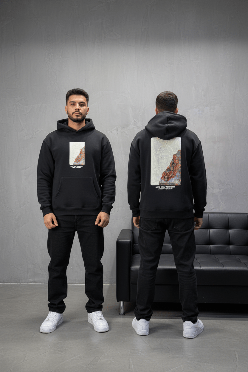 Hoodie black Imprimé Visage Artistique 4959 - ZG PREMIUM