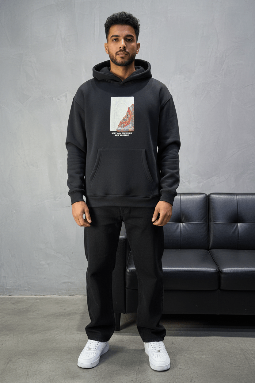 Hoodie black Imprimé Visage Artistique 4959 - ZG PREMIUM