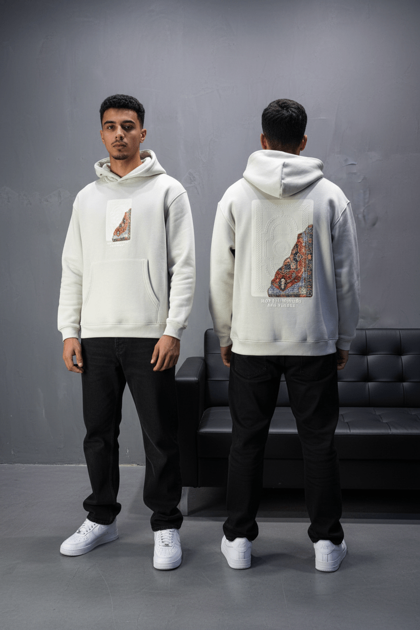 Hoodie beige Imprimé Visage Artistique 4959 - ZG PREMIUM