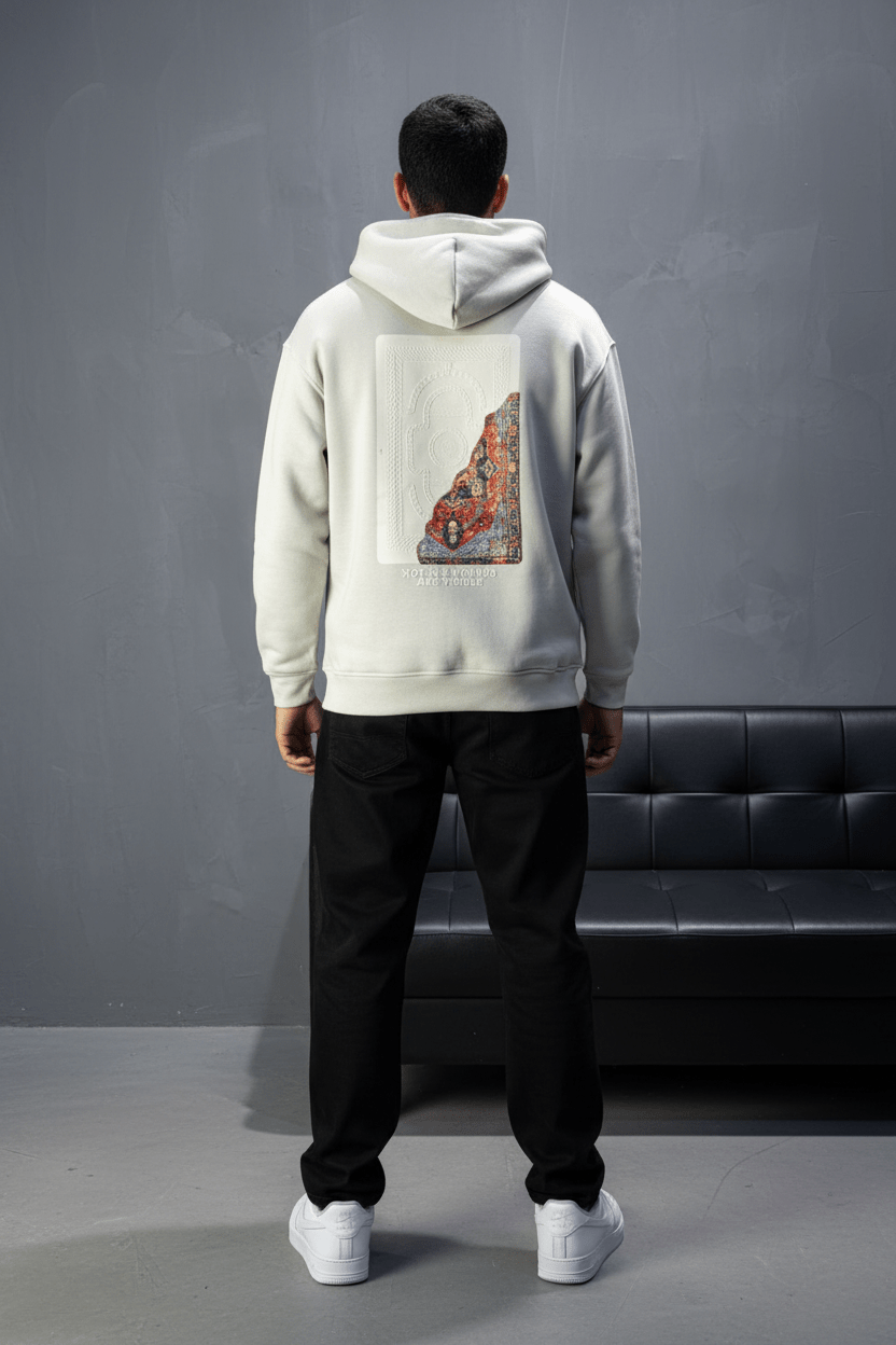 Hoodie beige Imprimé Visage Artistique 4959 - ZG PREMIUM