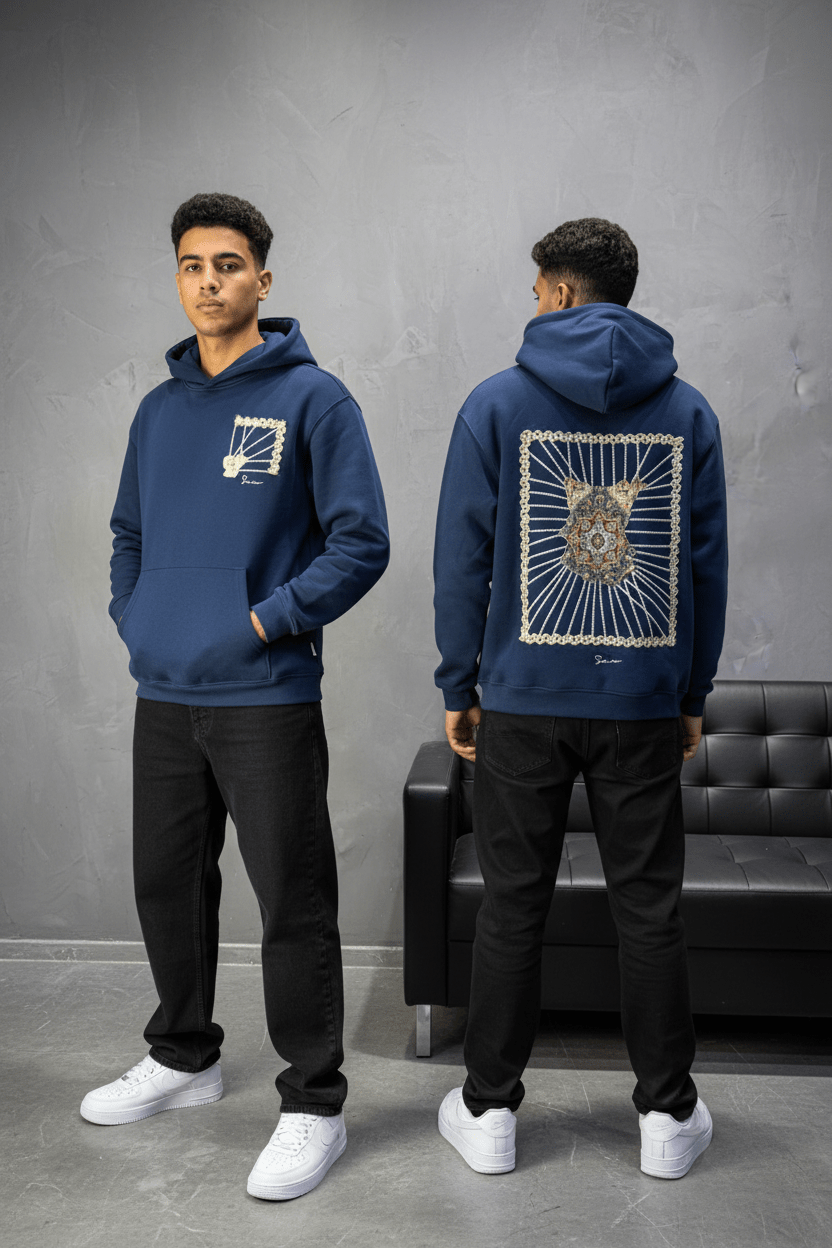 Hoodie Bleu Marine Broderie Lion Dorée Sann 4994 - ZG PREMIUM
