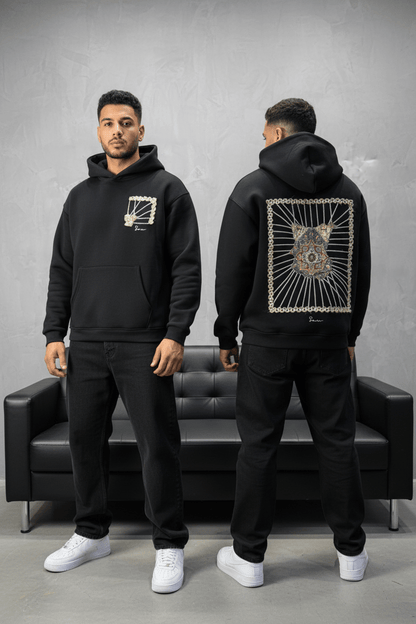 Hoodie noir Marine Broderie Lion Dorée Sann 4994 - ZG PREMIUM