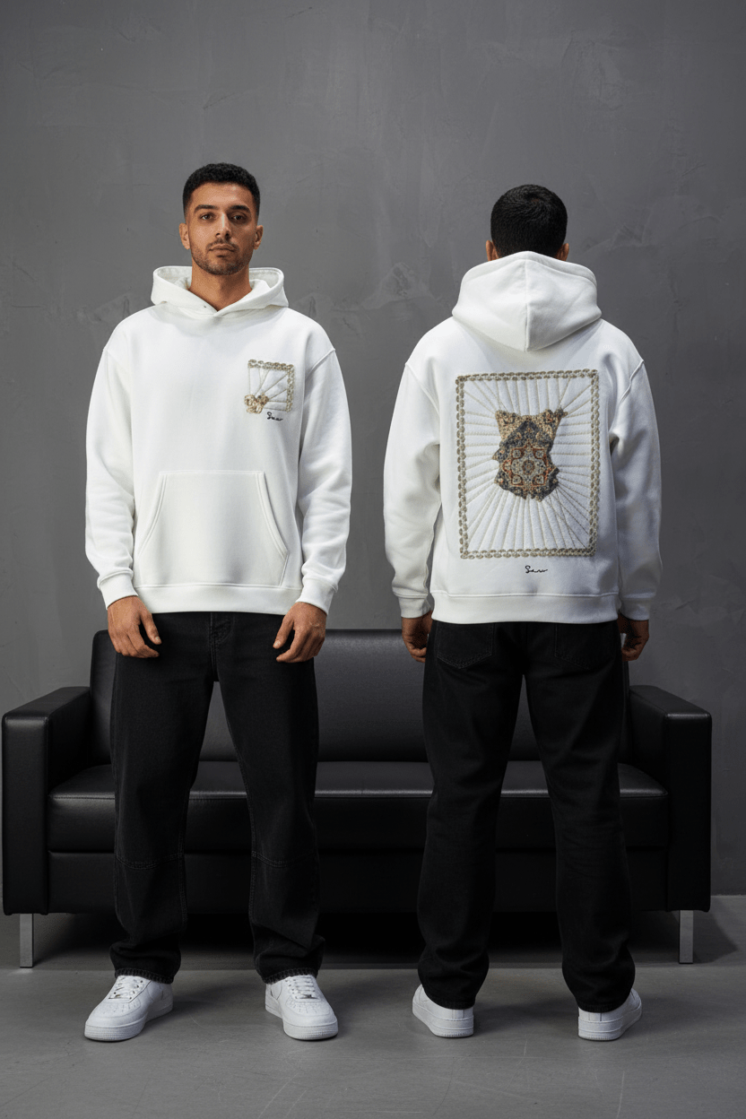 Hoodie blanc Marine Broderie Lion Dorée Sann 4994 - ZG PREMIUM