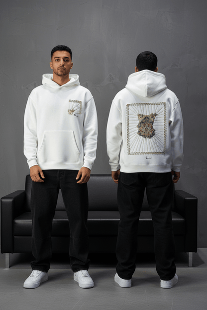 Hoodie blanc Marine Broderie Lion Dorée Sann 4994 - ZG PREMIUM