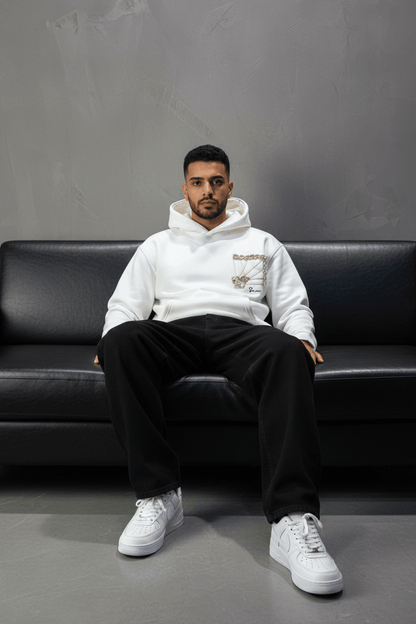 Hoodie blanc Marine Broderie Lion Dorée Sann 4994 - ZG PREMIUM