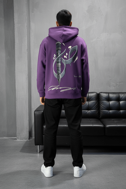 Hoodie blue Broderie Sabre Calligraphie Arabe Sann 5010 - ZG PREMIUM
