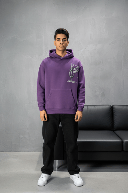 Hoodie blue Broderie Sabre Calligraphie Arabe Sann 5010 - ZG PREMIUM