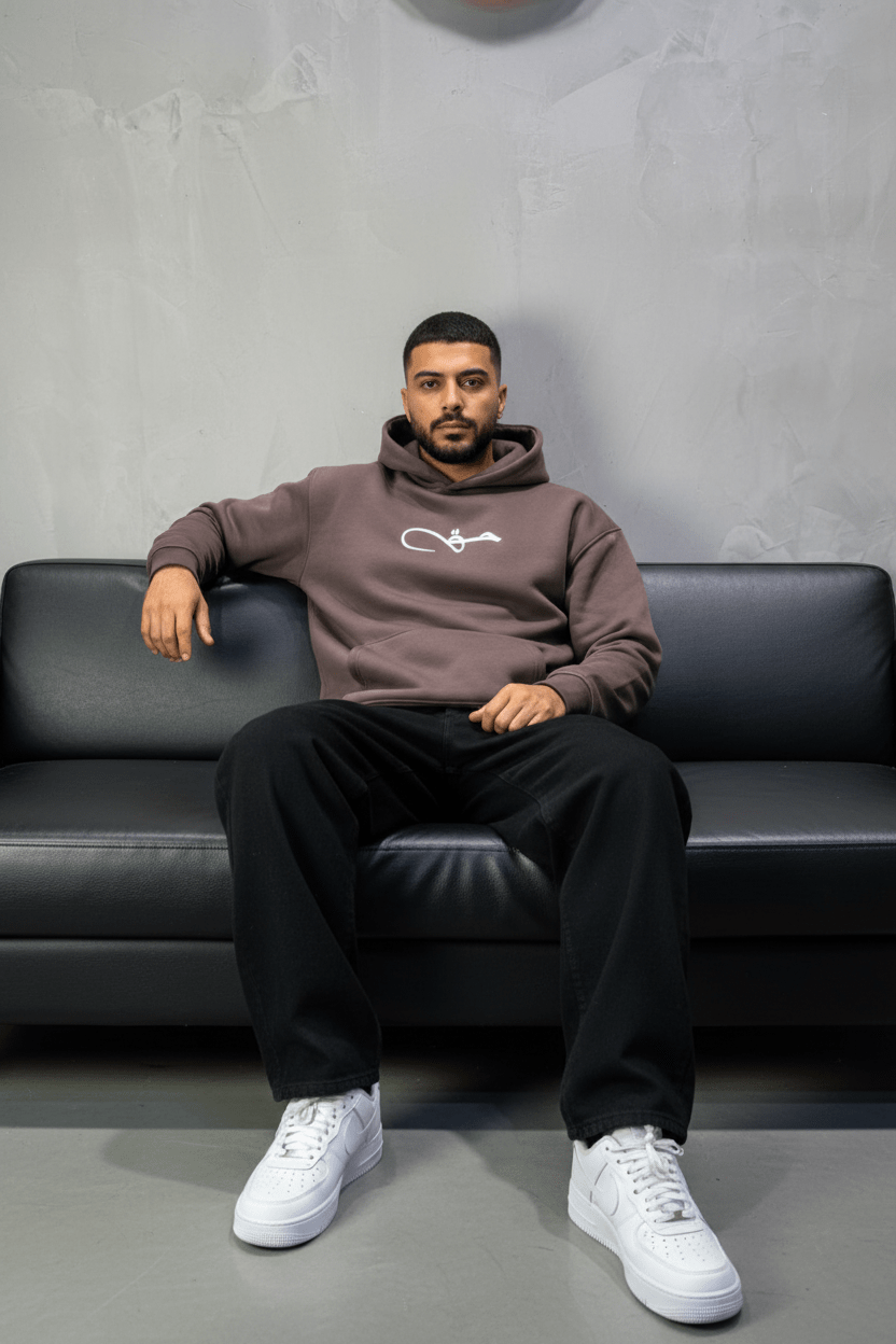 Hoodie brown Calligraphie Arabe oversize 4988 - ZG PREMIUM