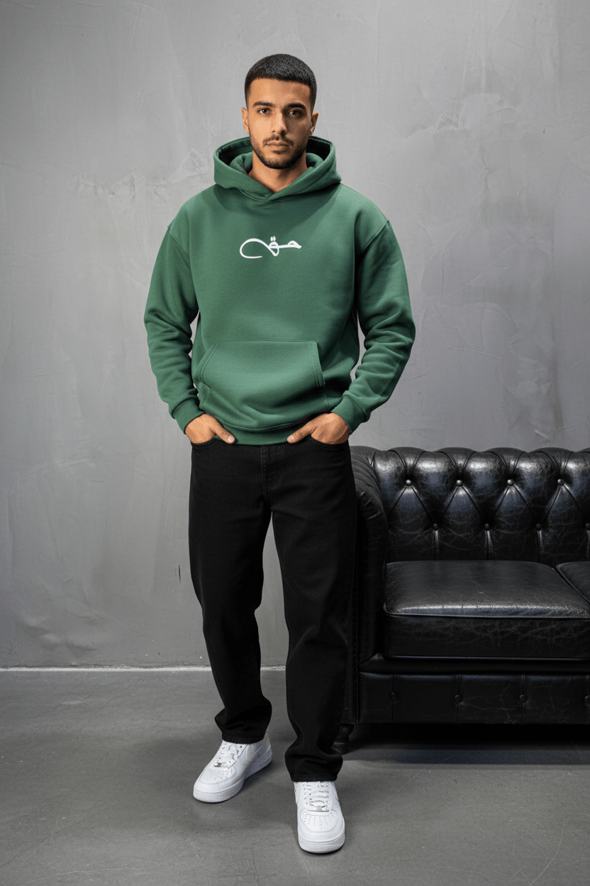 Hoodie green Calligraphie Arabe oversize 4988 - ZG PREMIUM