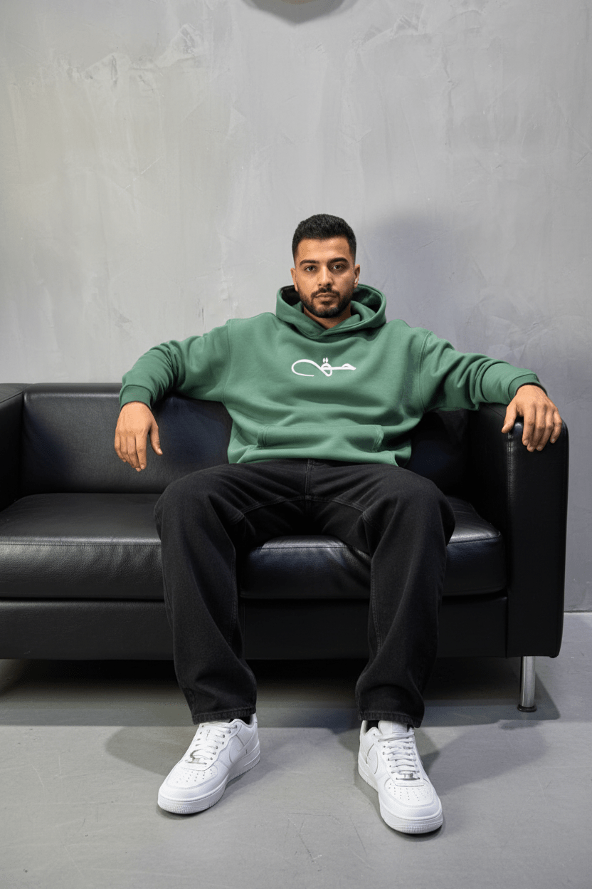 Hoodie green Calligraphie Arabe oversize 4988 - ZG PREMIUM