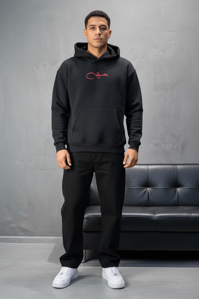 Hoodie noir Calligraphie Arabe oversize 4988 - ZG PREMIUM