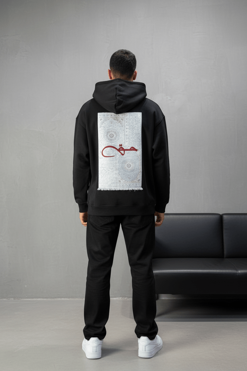 Hoodie noir Calligraphie Arabe oversize 4988 - ZG PREMIUM