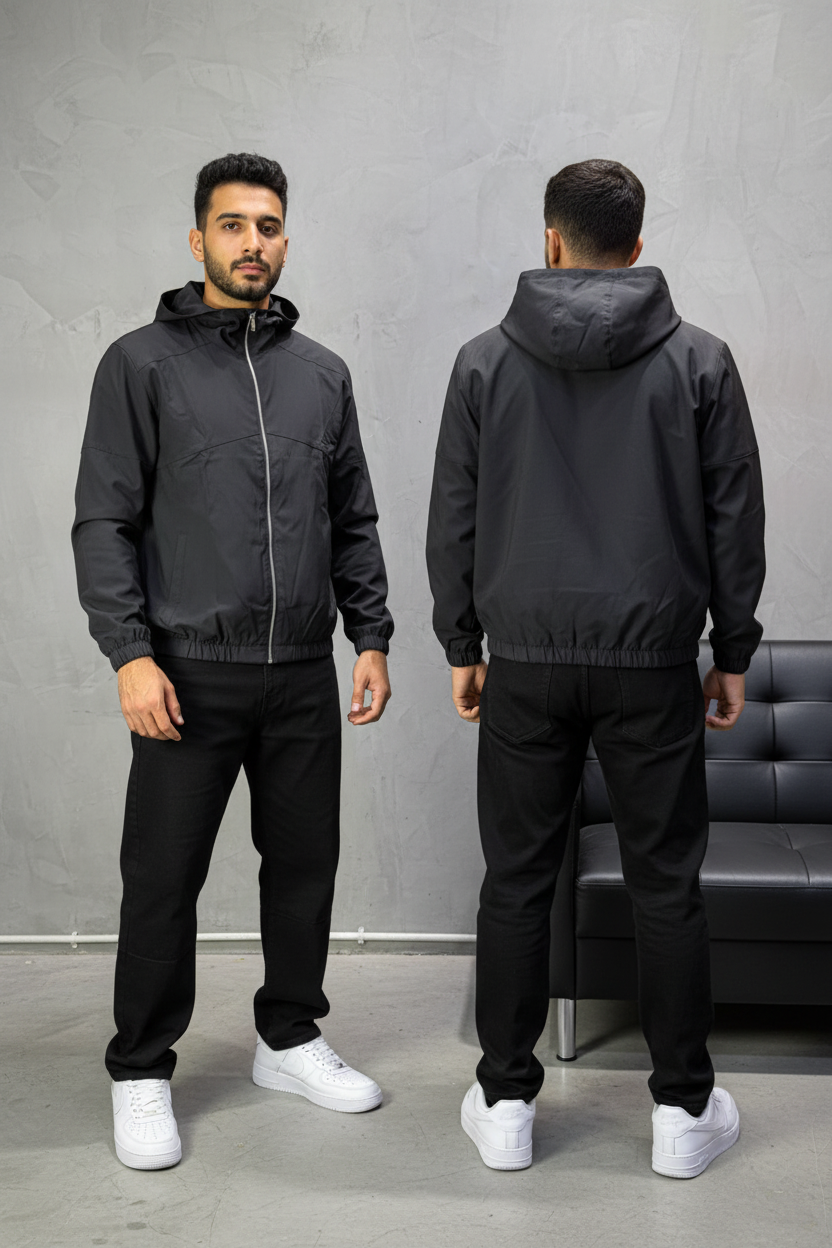 Veste marrakech Coupe-Vent noir Capuche 2615