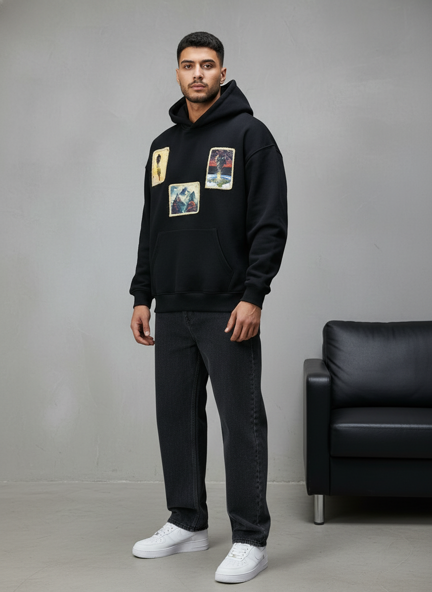 HOODIE SAW OVERSIZE BLACK 4989