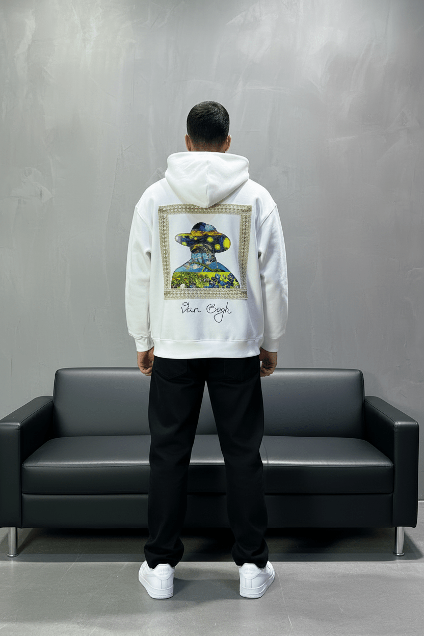 Hoodie Van Gogh Blanc Oversize 5005 - ZG PREMIUM