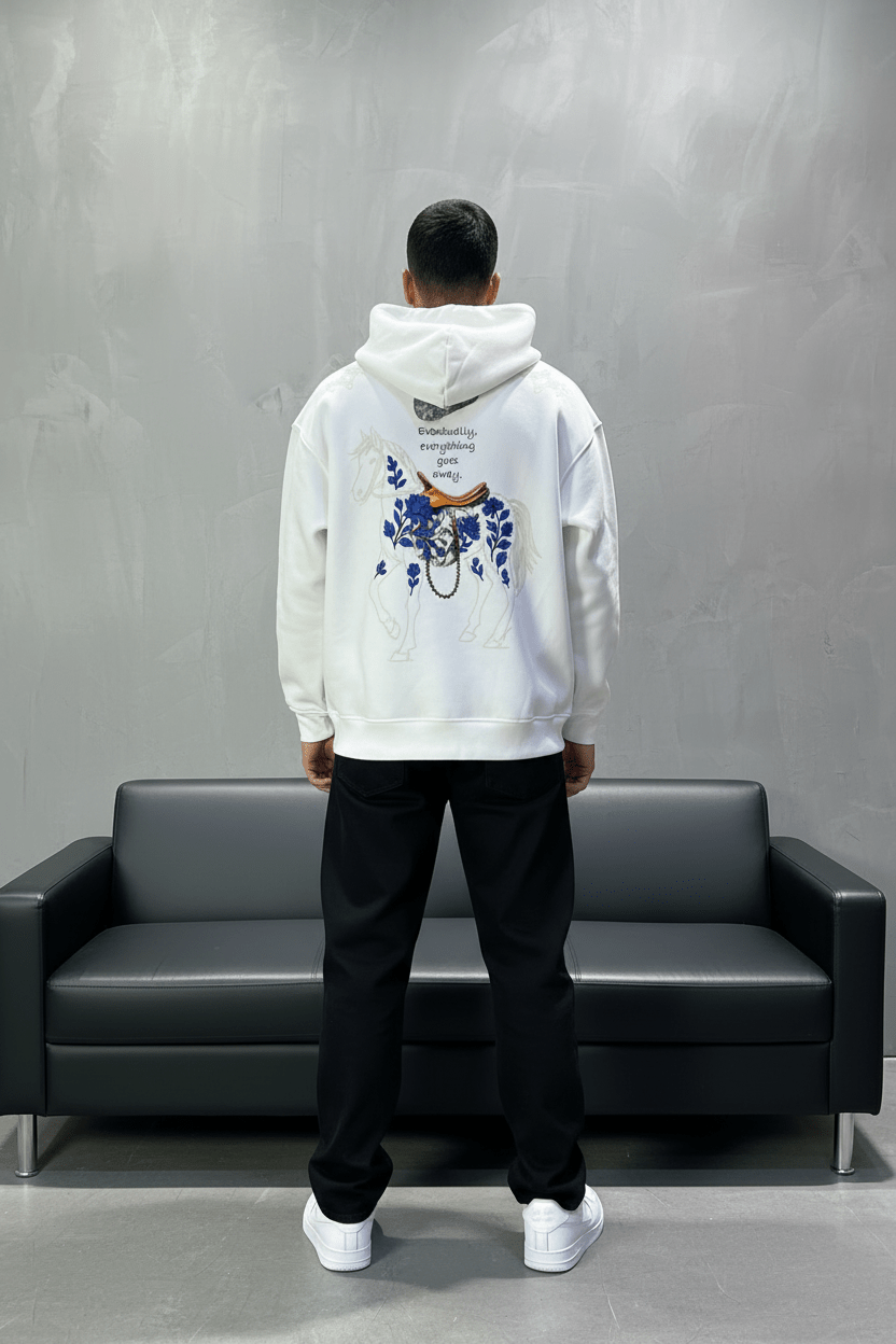 Hoodie Blanc Cheval Oversize 4957 - ZG PREMIUM