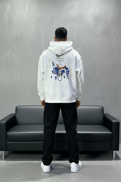 Hoodie Blanc Cheval Oversize 4957 - ZG PREMIUM