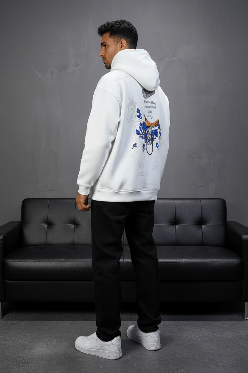 Hoodie Blanc Cheval Oversize 4957 - ZG PREMIUM